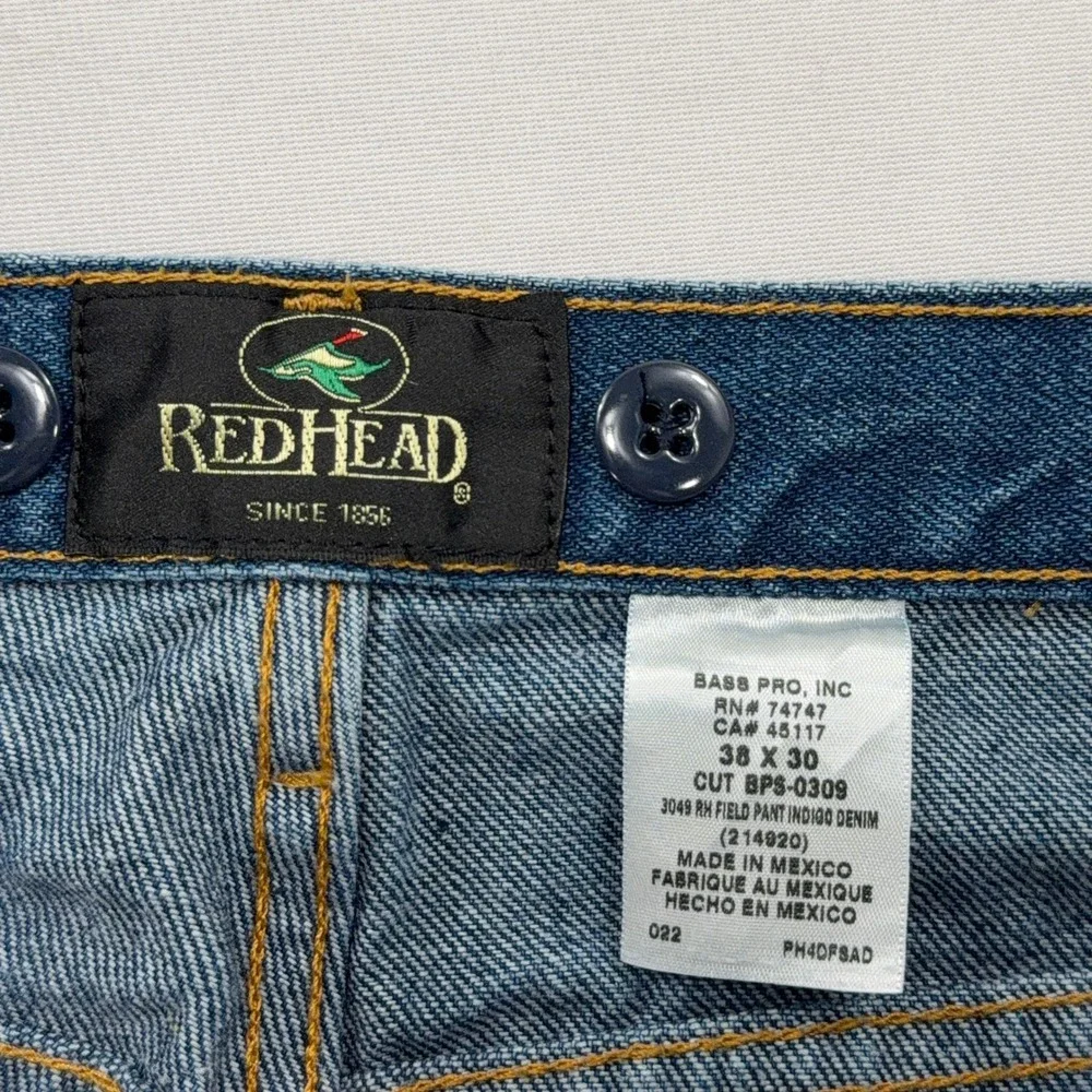 RedHead Field Pants Brush Guard Hunting Denim Blue Brown Mens 38x30